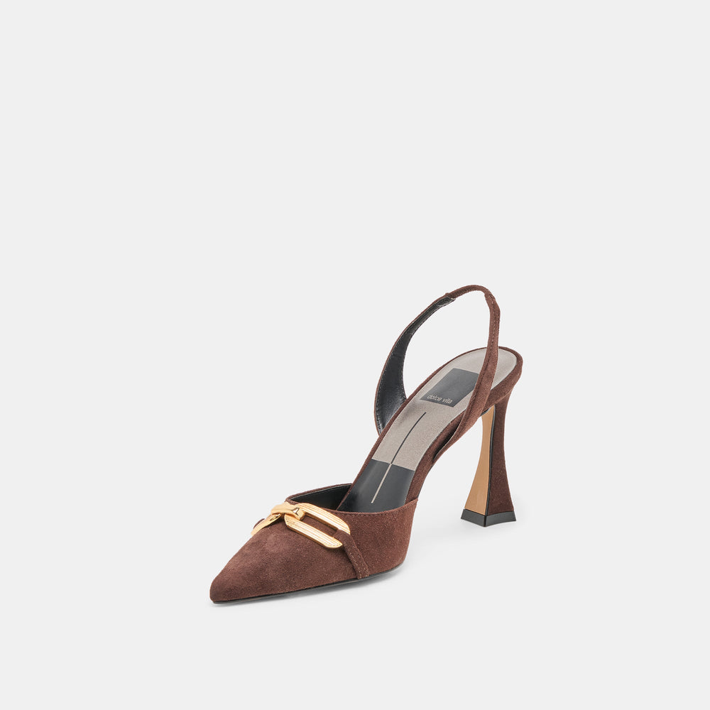 Malik Mahogany Nubuck Heels / Dolce Vita