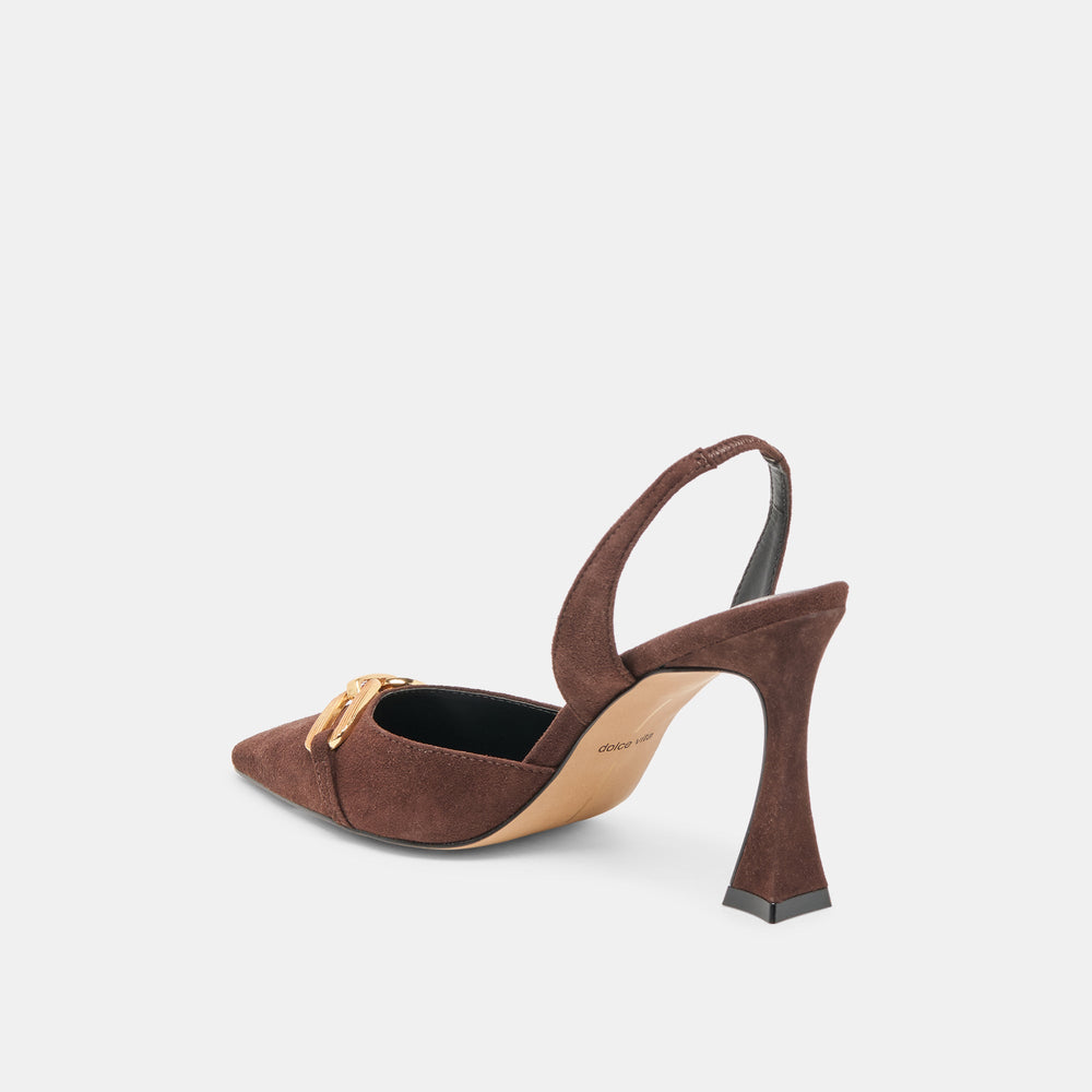 Malik Mahogany Nubuck Heels / Dolce Vita