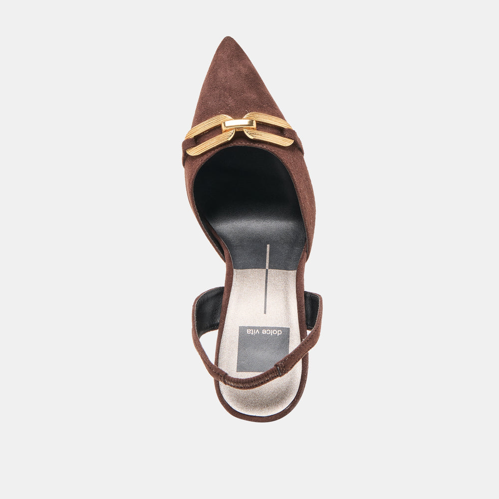 Malik Mahogany Nubuck Heels / Dolce Vita