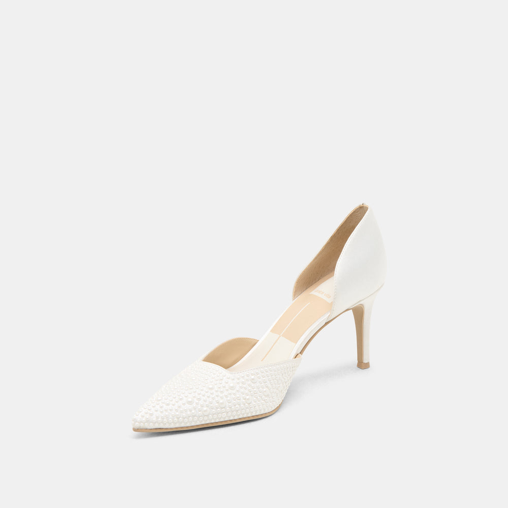 Eloy Pearl Off White Satin Heels / Dolce Vita