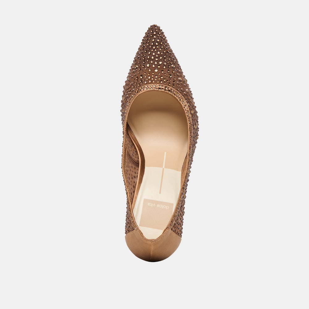 Kashe Crystal Mid Brown Mesh Heels / Dolce Vita