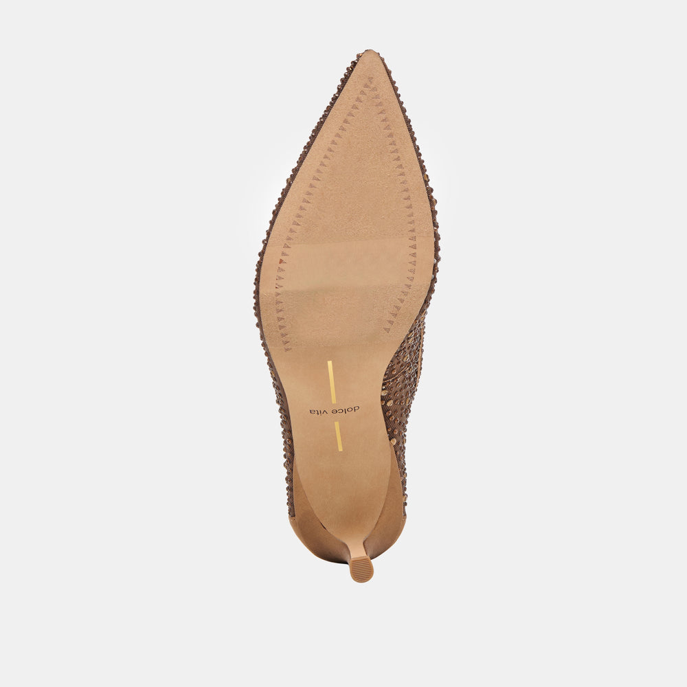 Kashe Crystal Mid Brown Mesh Heels / Dolce Vita