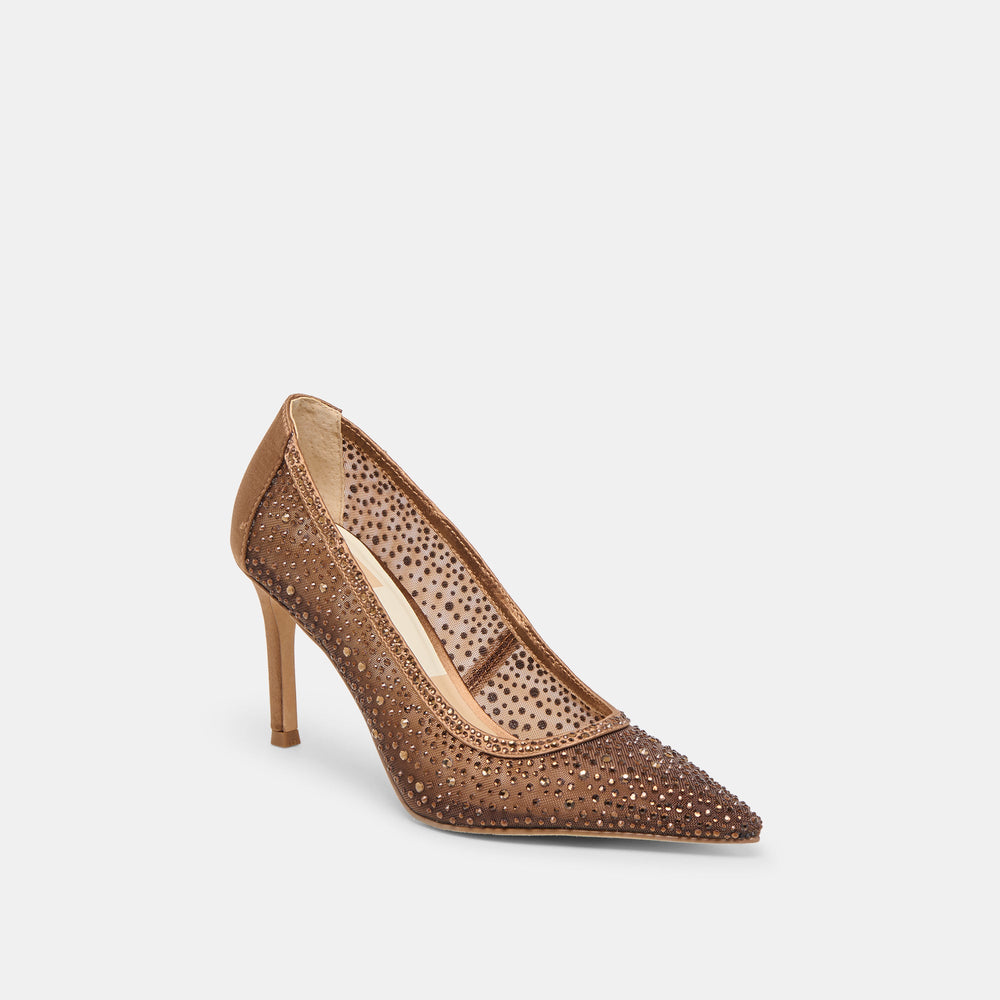 Kashe Crystal Mid Brown Mesh Heels / Dolce Vita