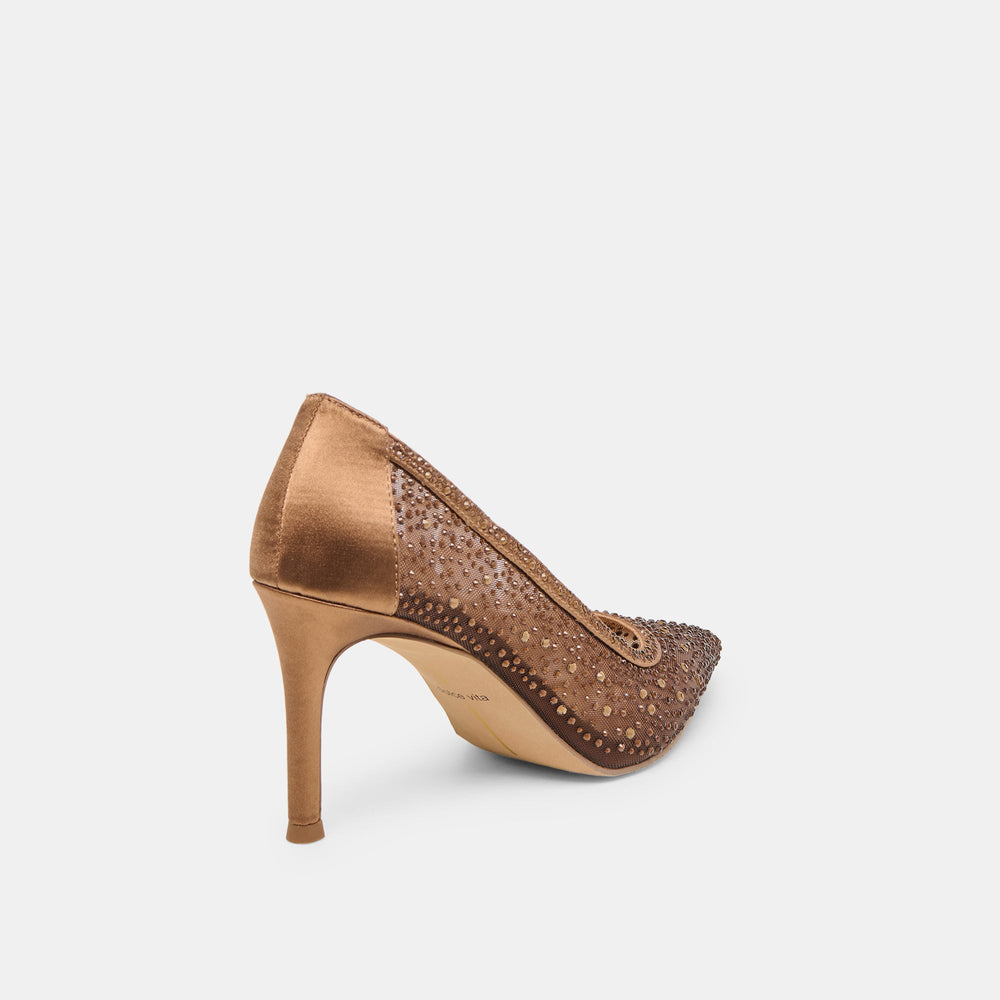 Kashe Crystal Mid Brown Mesh Heels / Dolce Vita