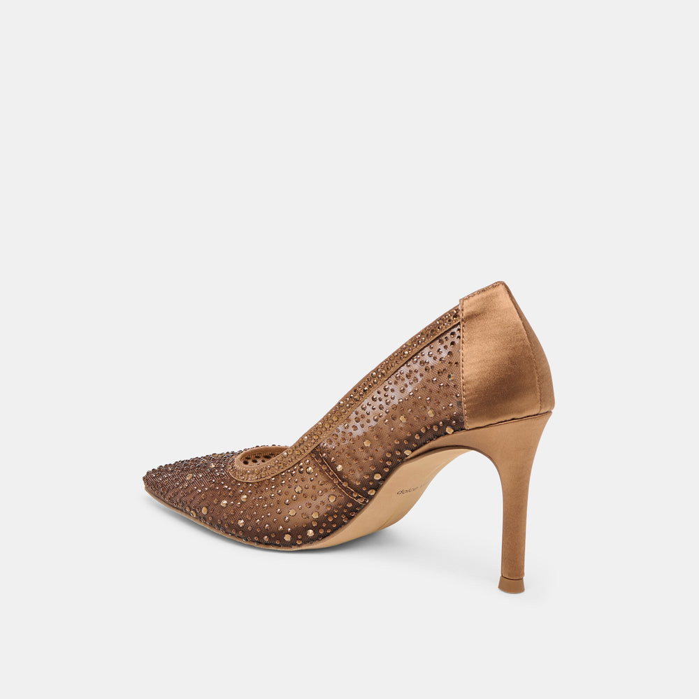 Kashe Crystal Mid Brown Mesh Heels / Dolce Vita