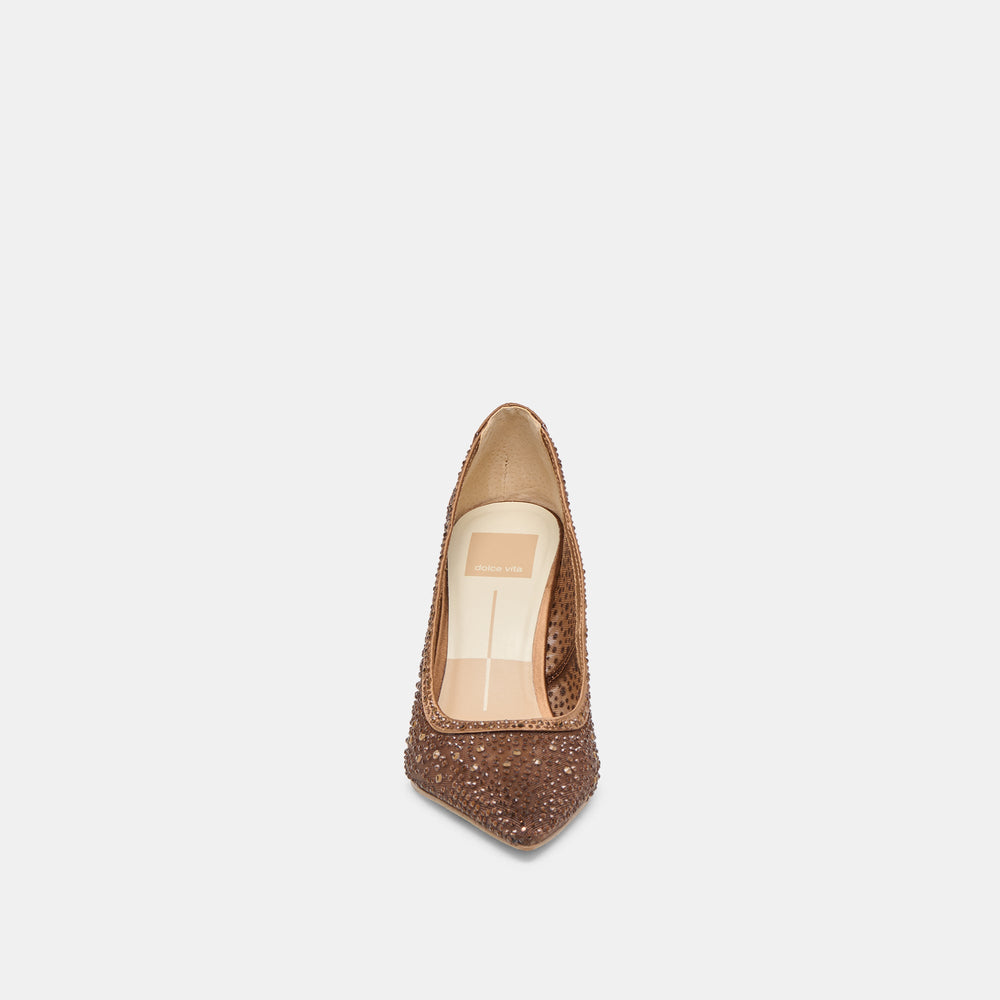 Kashe Crystal Mid Brown Mesh Heels / Dolce Vita