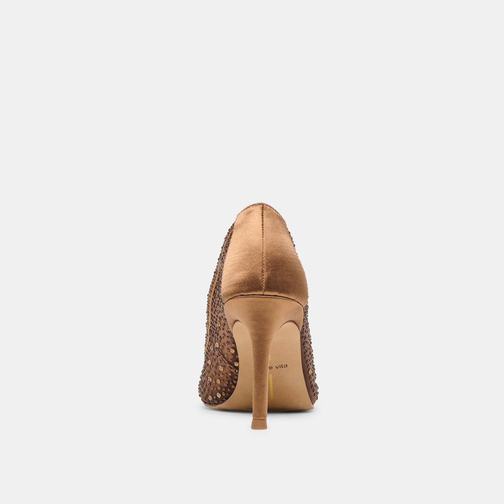 Kashe Crystal Mid Brown Mesh Heels / Dolce Vita