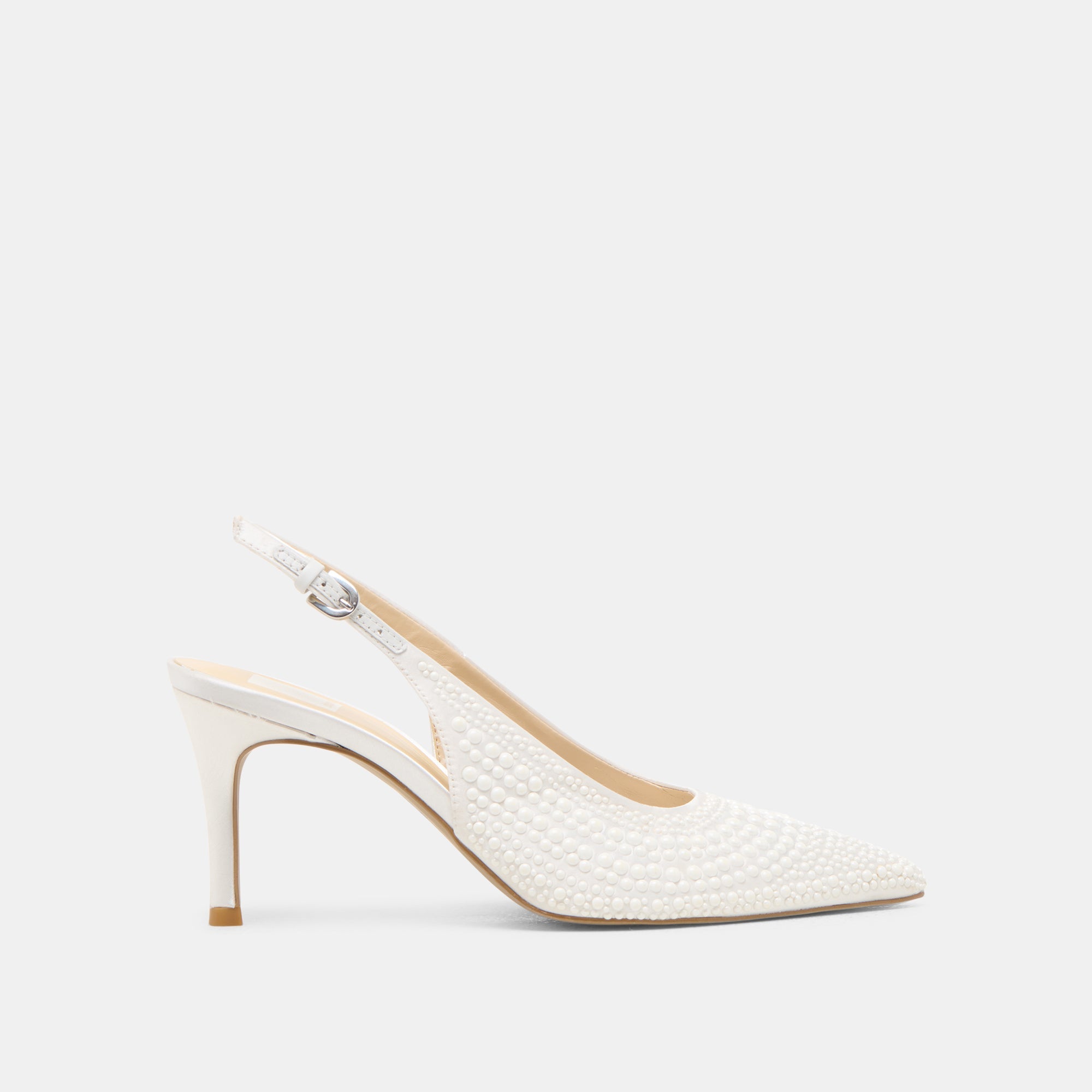 Elasi Pearl Off White Satin Heels / Dolce Vita