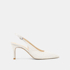 Elasi Pearl Off White Satin Heels / Dolce Vita