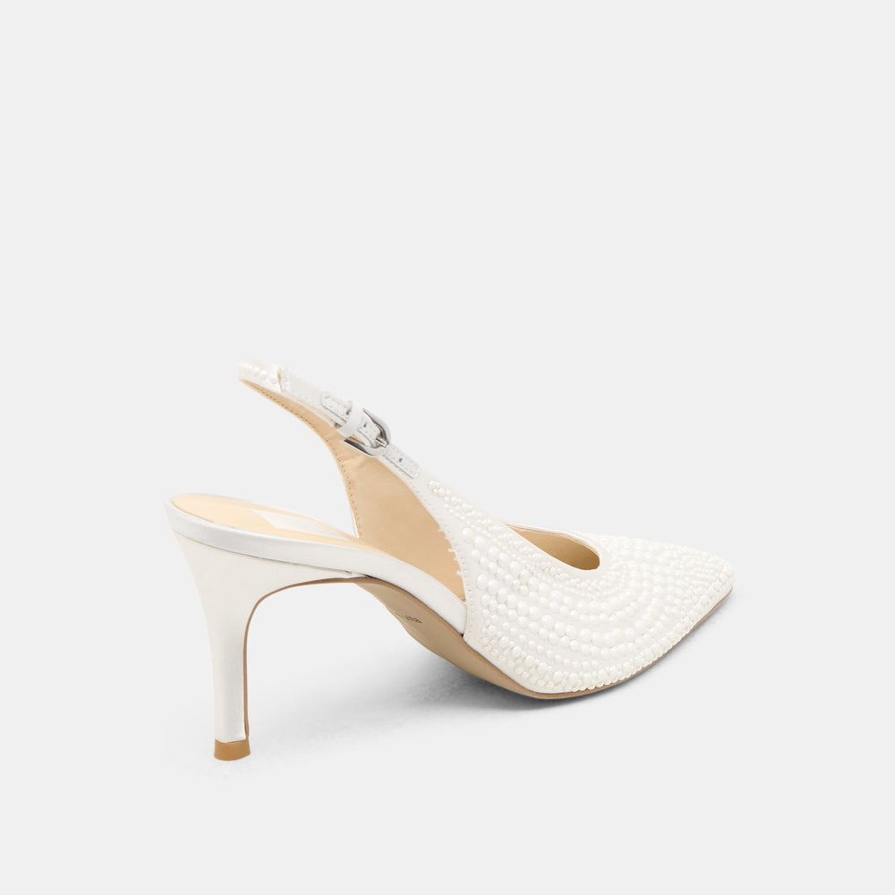 Elasi Pearl Off White Satin Heels / Dolce Vita
