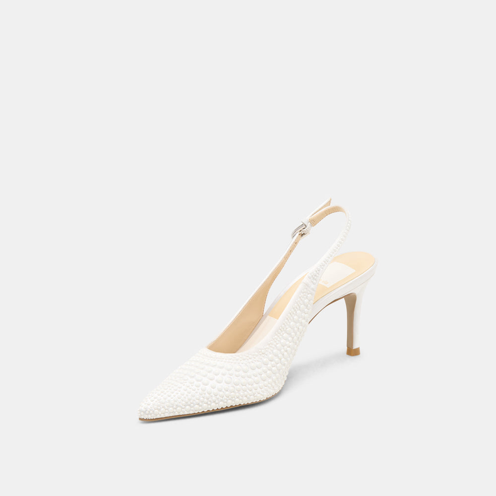 Elasi Pearl Off White Satin Heels / Dolce Vita