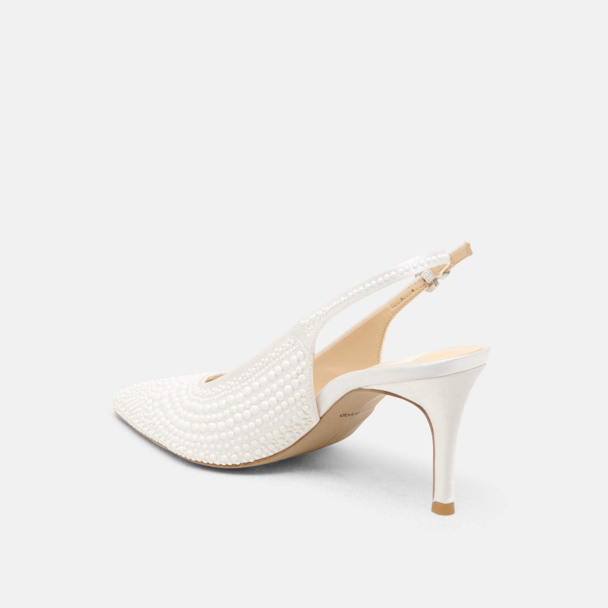 Elasi Pearl Off White Satin Heels / Dolce Vita