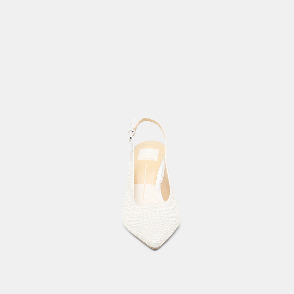Elasi Pearl Off White Satin Heels / Dolce Vita