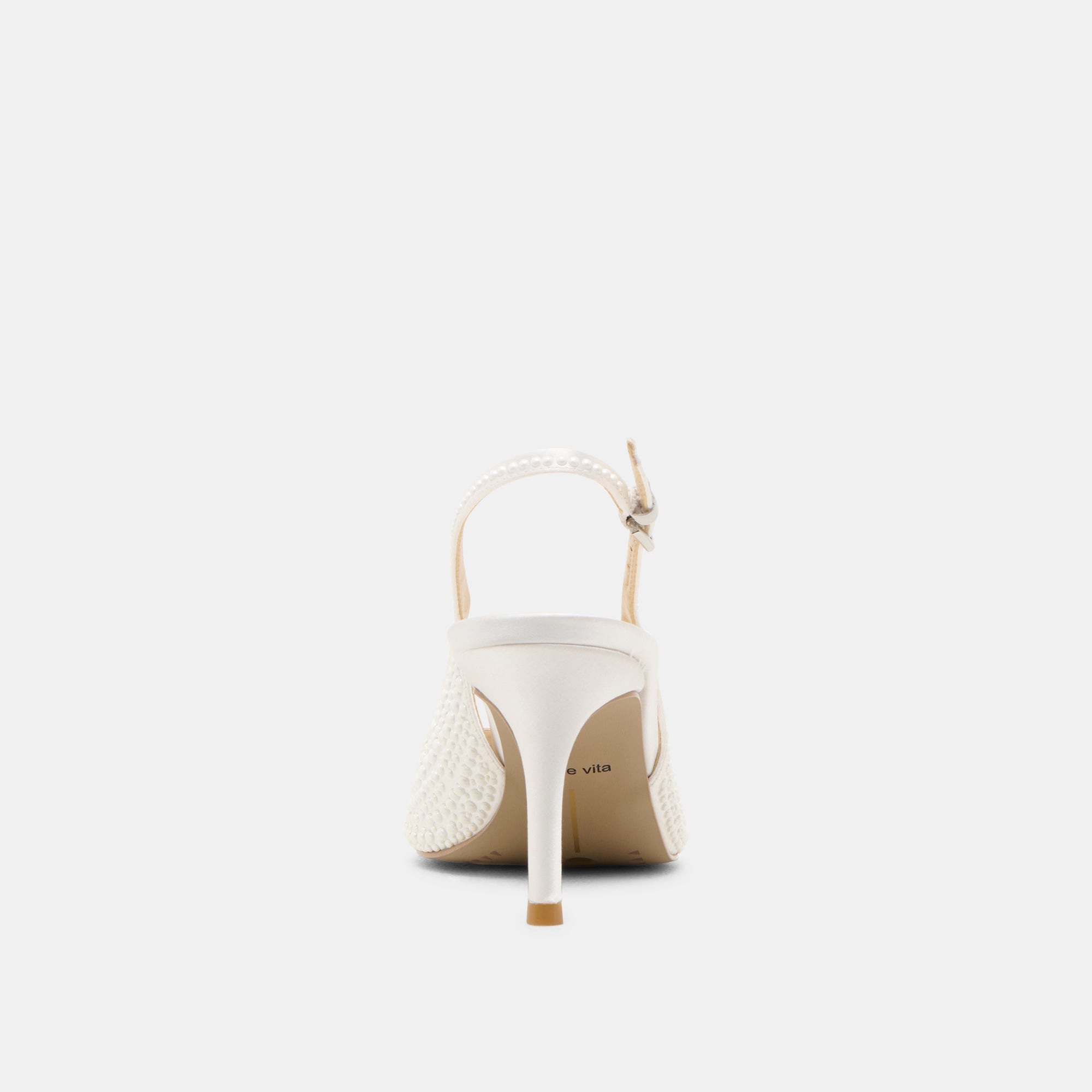 Elasi Pearl Off White Satin Heels / Dolce Vita