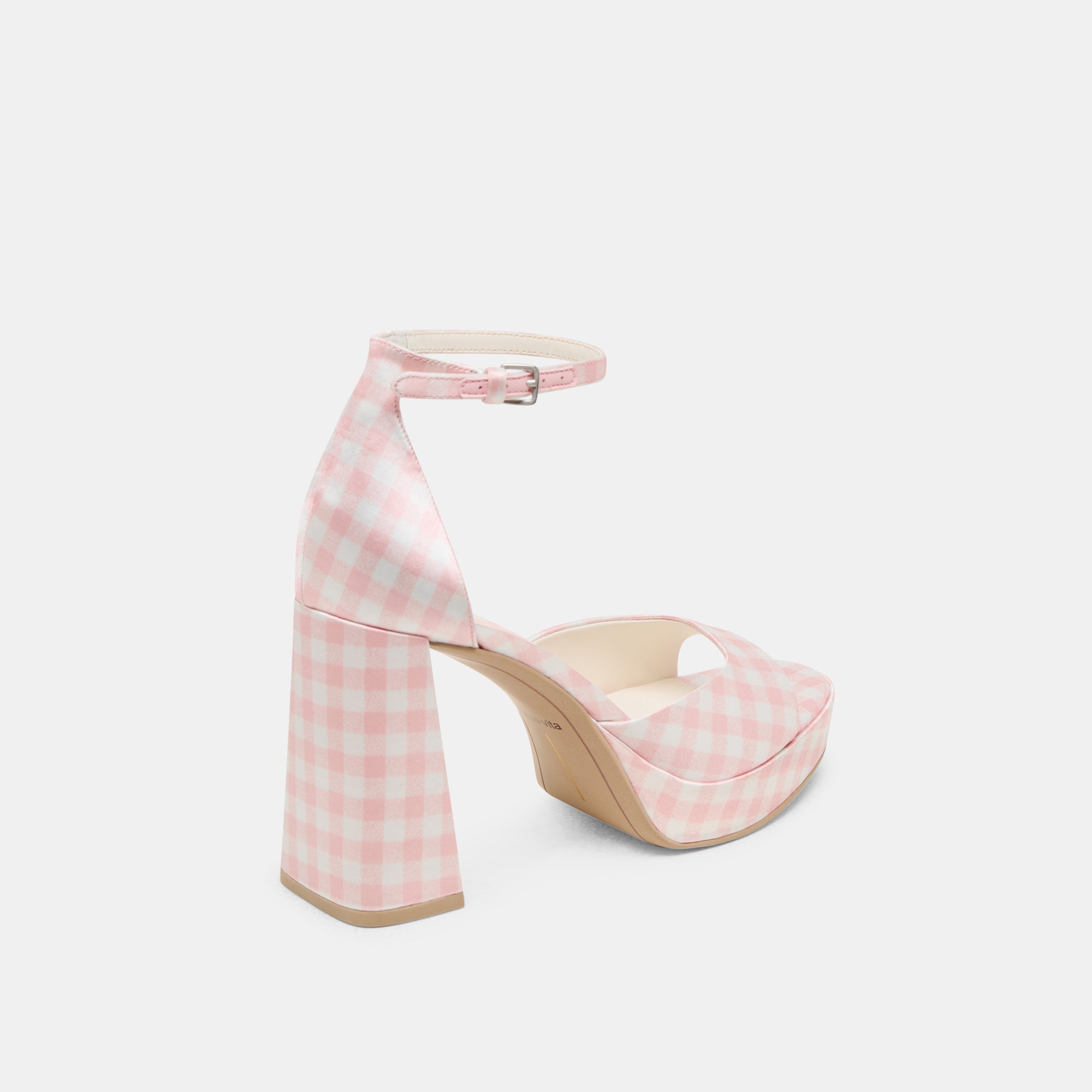 Pandro X Byrdie Golf Pink Plaid Gingham Wide Heels / Dolce Vita
