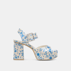 Bobby Pearl Blue Floral Satin Heels / Dolce Vita
