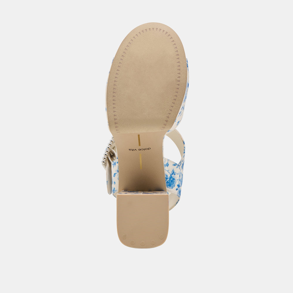 Bobby Pearl Blue Floral Satin Heels / Dolce Vita