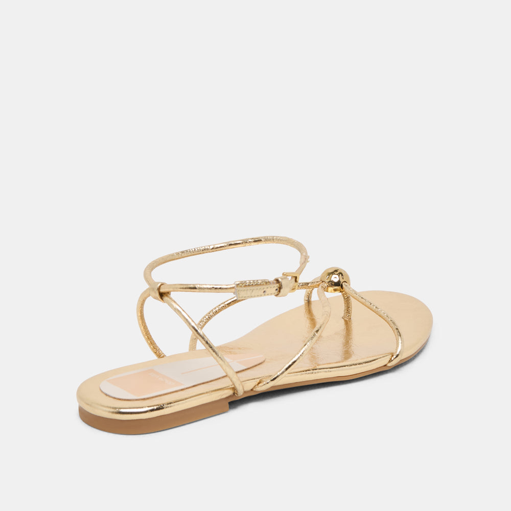 Kenley Gold Leather Sandals / Dolce Vita