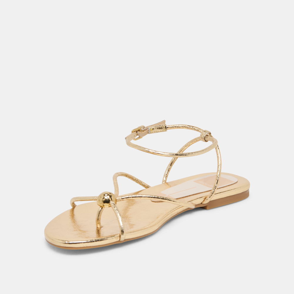 Kenley Gold Leather Sandals / Dolce Vita