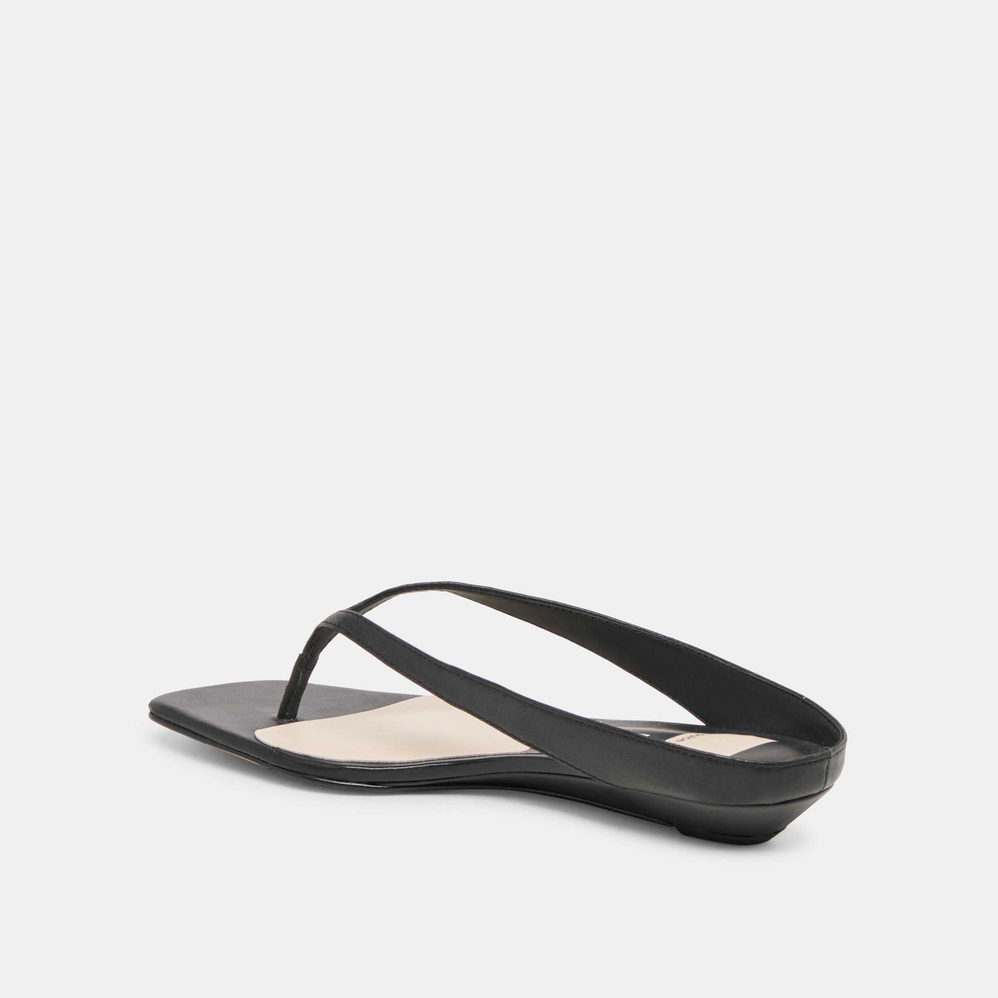 GIZEL Black Leather Thong Square-Toe Sandals / Dolce Vita