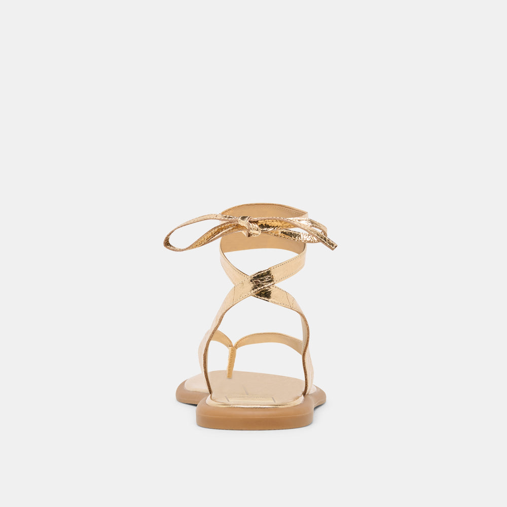 Jayden Gold Distressed Leather Sandals / Dolce Vita