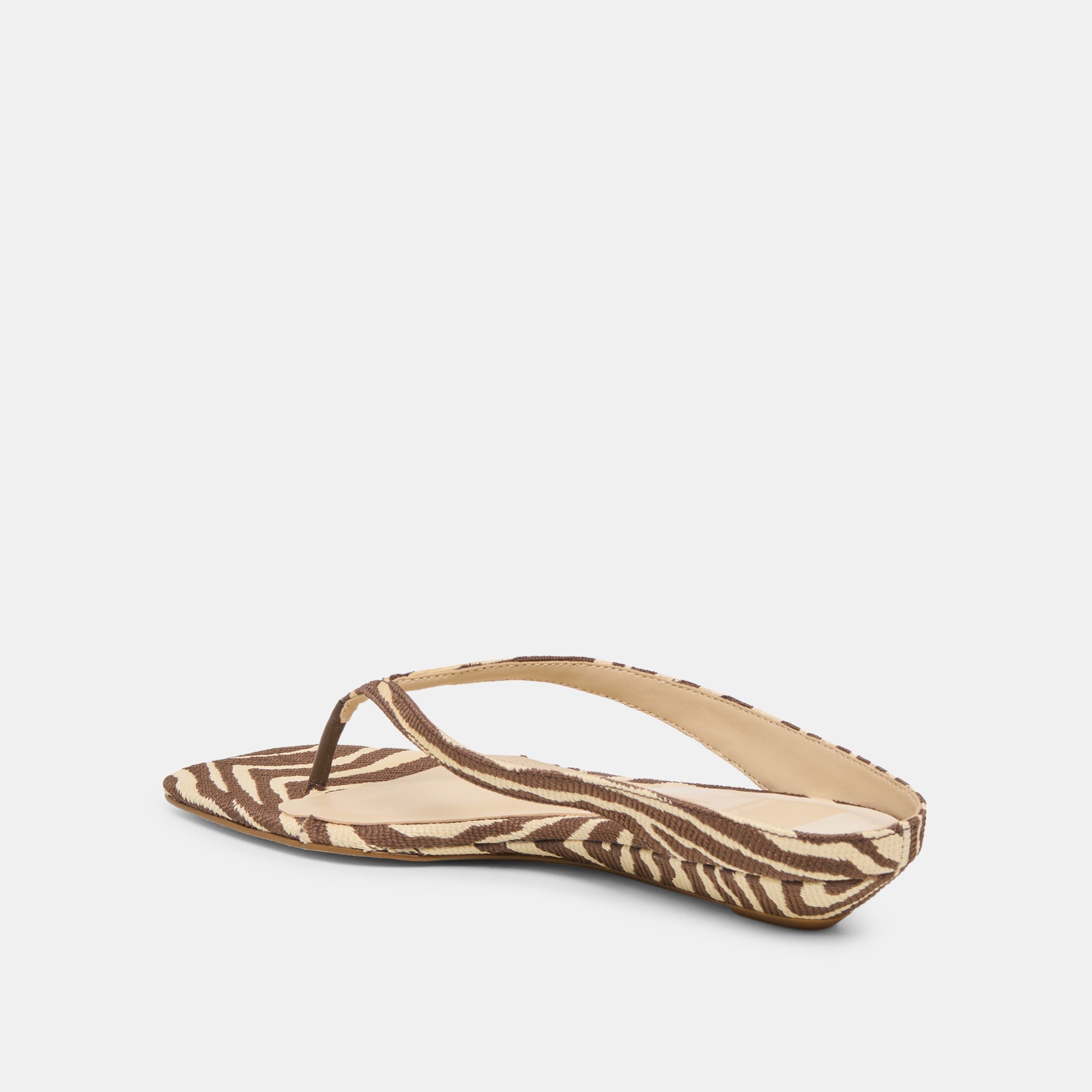 GIZEL Beige Zebra Raffia Thong Square-Toe Sandals / Dolce Vita