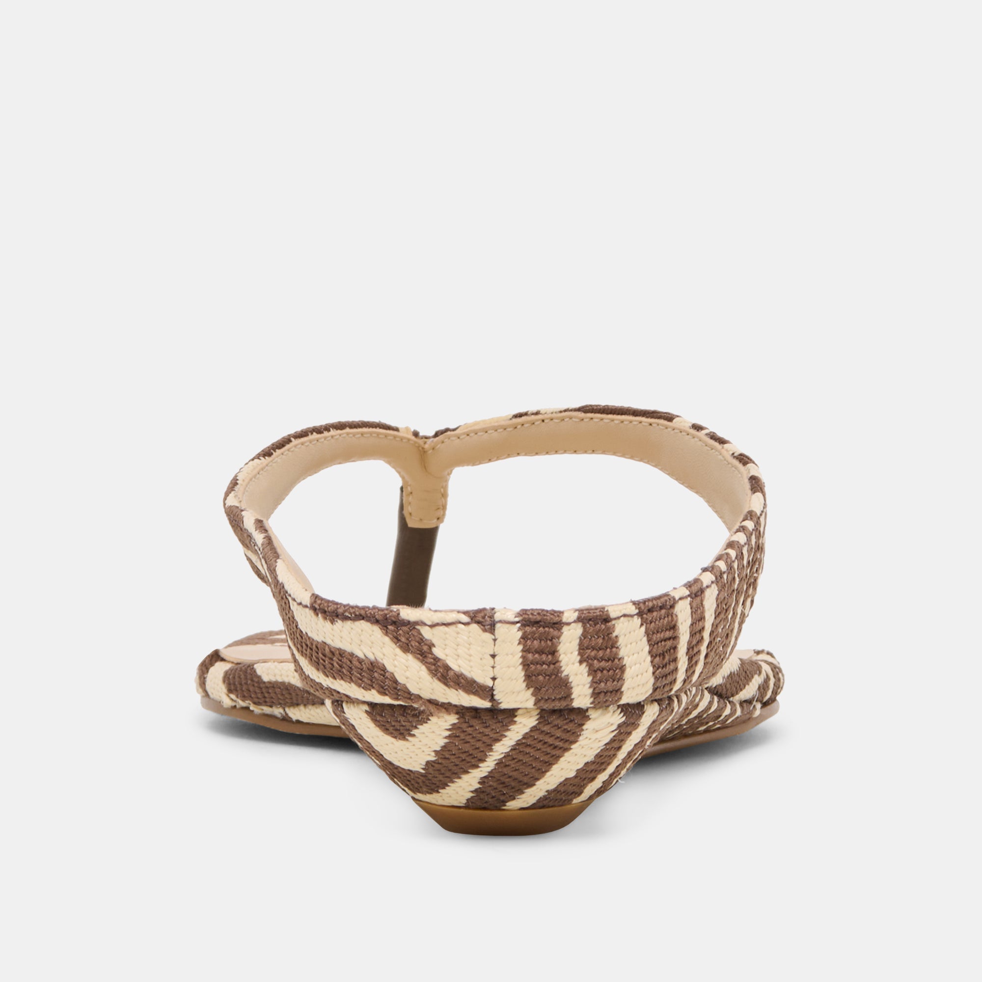 GIZEL Beige Zebra Raffia Thong Square-Toe Sandals / Dolce Vita