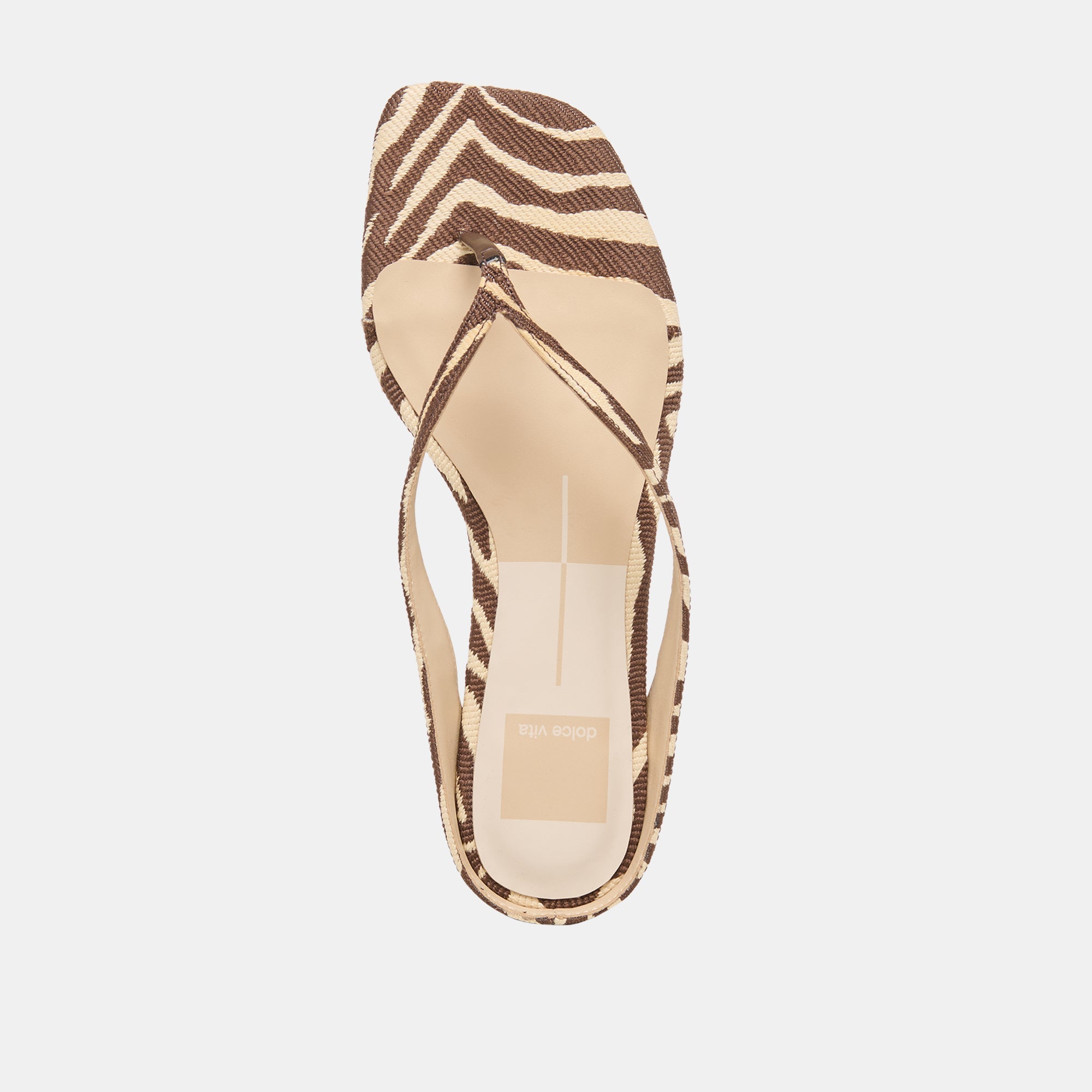 GIZEL Beige Zebra Raffia Thong Square-Toe Sandals / Dolce Vita