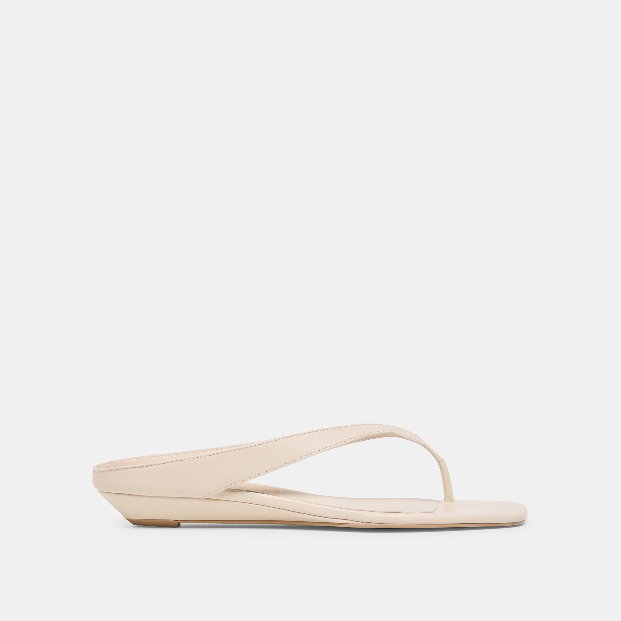 GIZEL Bone Leather Thong Square-Toe Sandals / Dolce Vita