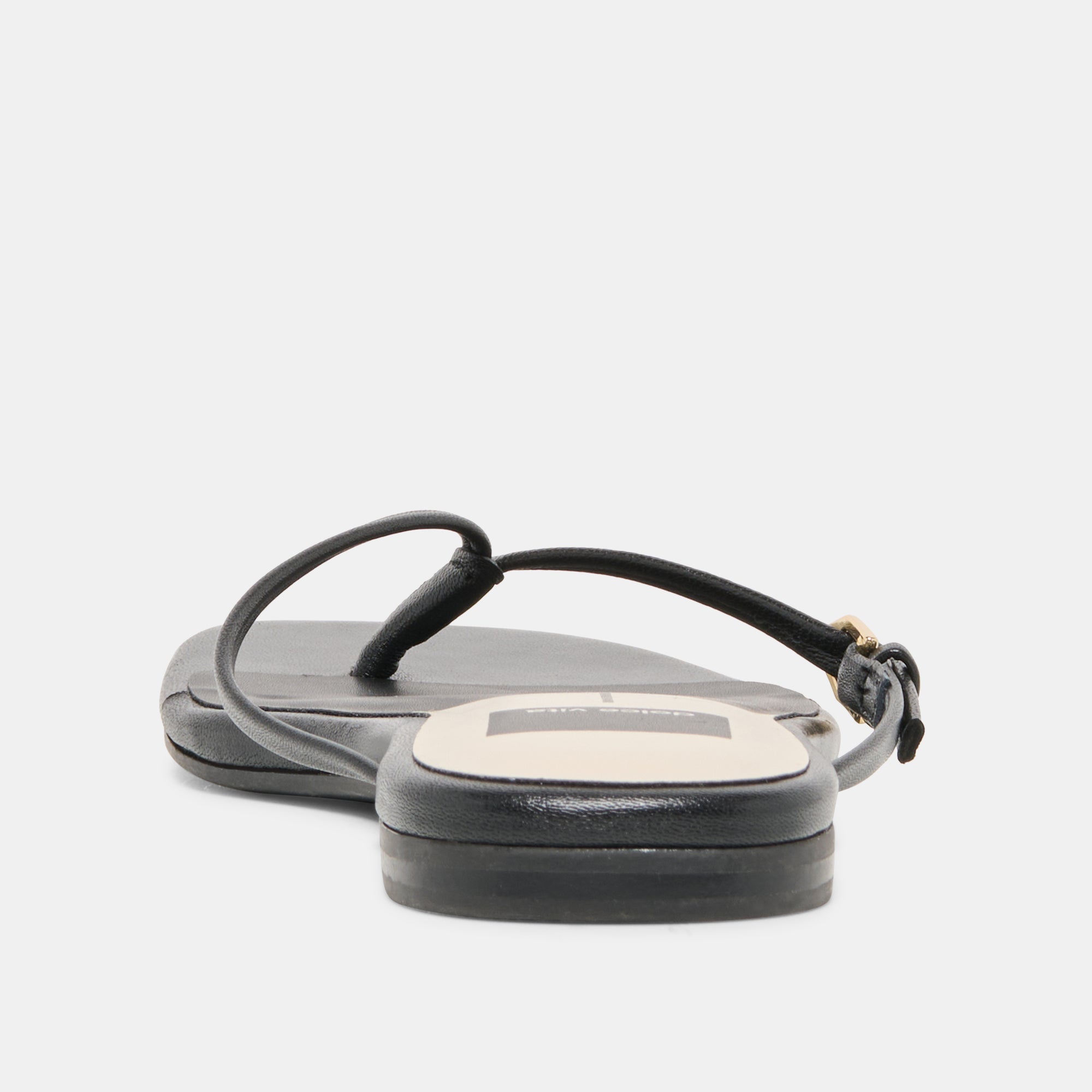 MALTA Black Leather Buckle Flip-Flop Sandals / Dolce Vita