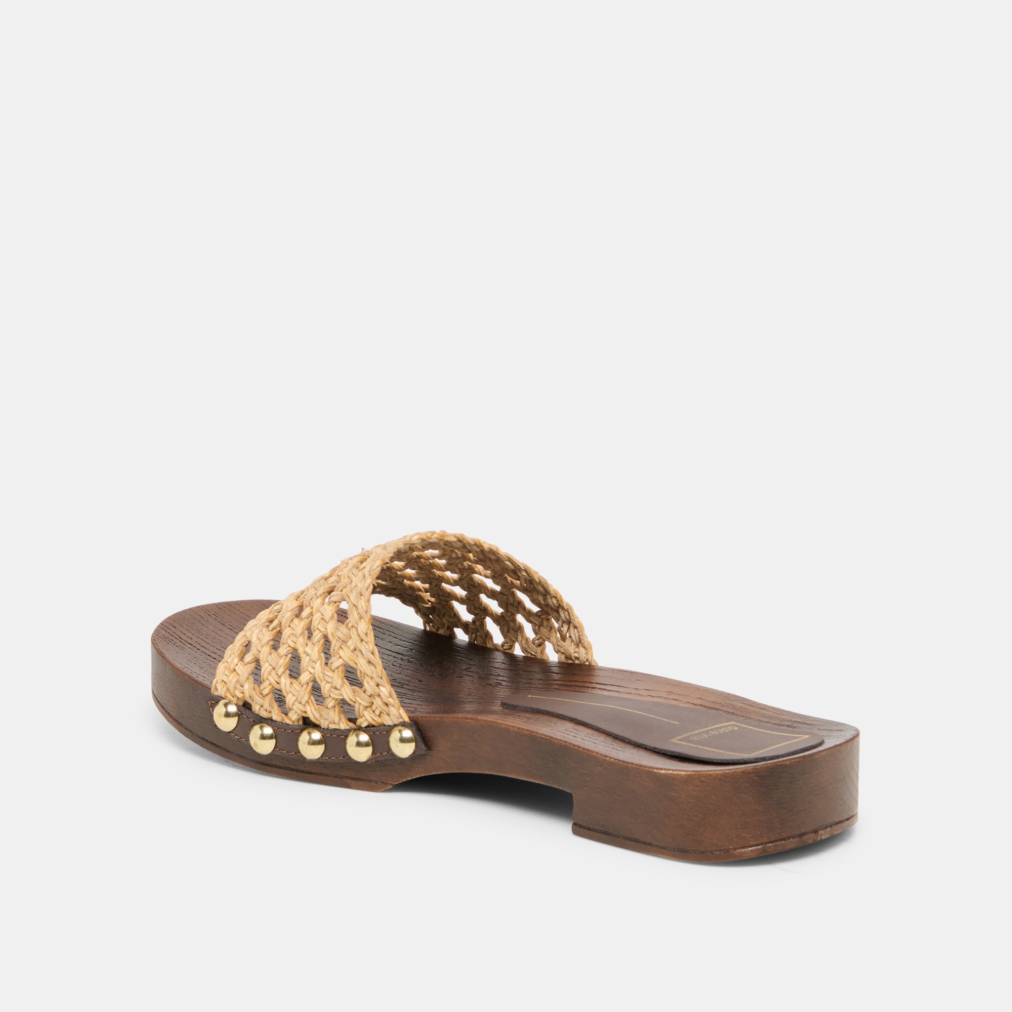 SADIE Tan Raffia Wood Sole Open-Toe Sandals / Dolce Vita