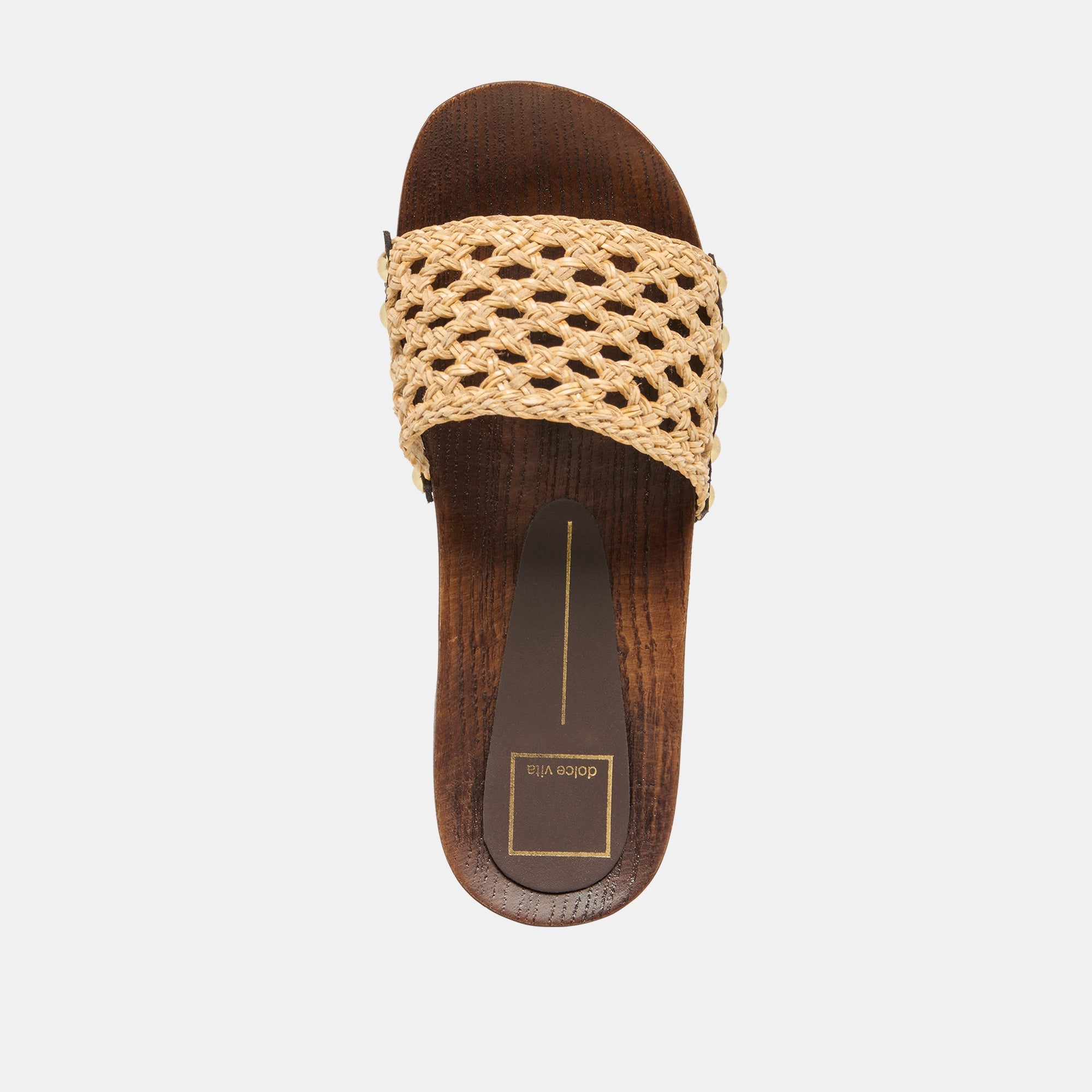 SADIE Tan Raffia Wood Sole Open-Toe Sandals / Dolce Vita