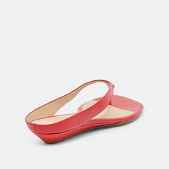 GIZEL Red Crinkle Patent Thong Square-Toe Sandals / Dolce Vita