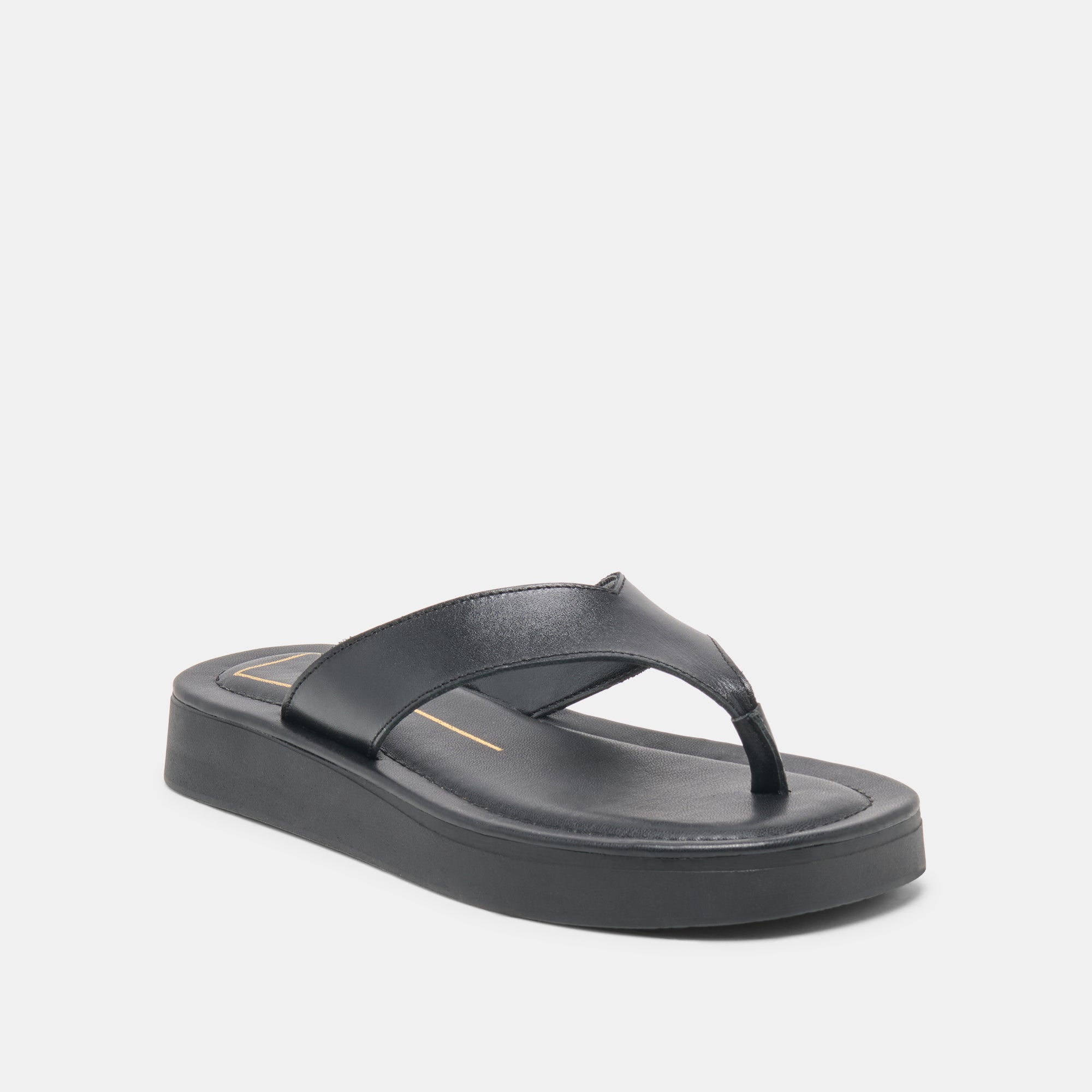 BLAYZE Black Leather Platform Flip-Flop Sandals / Dolce Vita