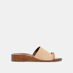 MOXY Sand Suede Metal Detail Open-Toe Sandals / Dolce Vita