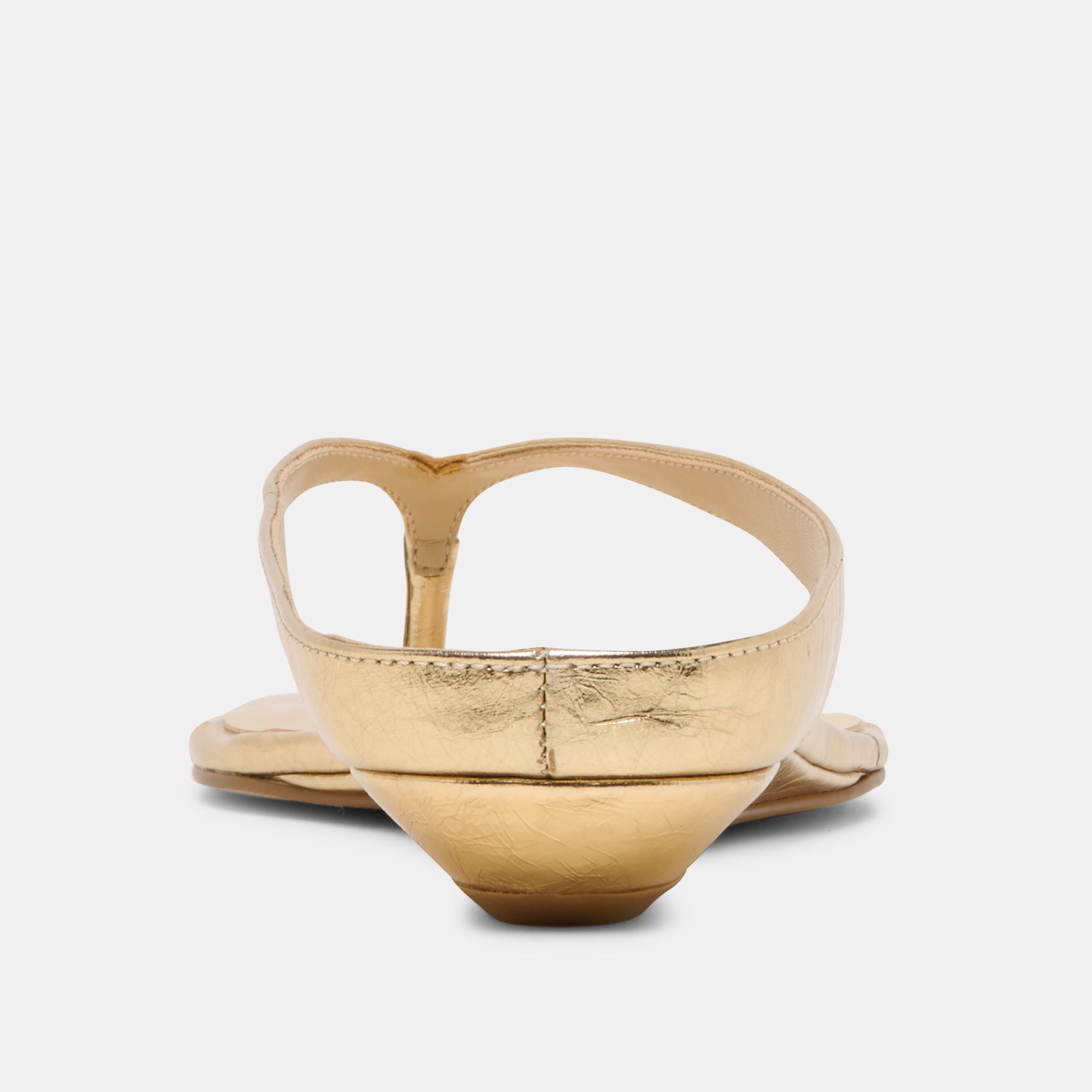 GIZEL Gold Crinkle Patent Thong Square-Toe Sandals / Dolce Vita