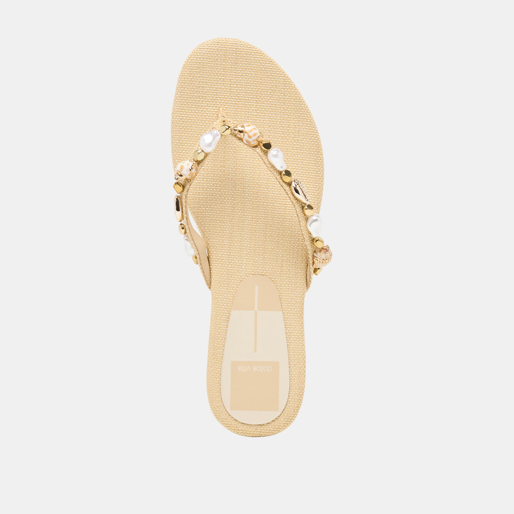 KYSHA Lt Natural Raffia Shell Flip-Flop Sandals / Dolce Vita