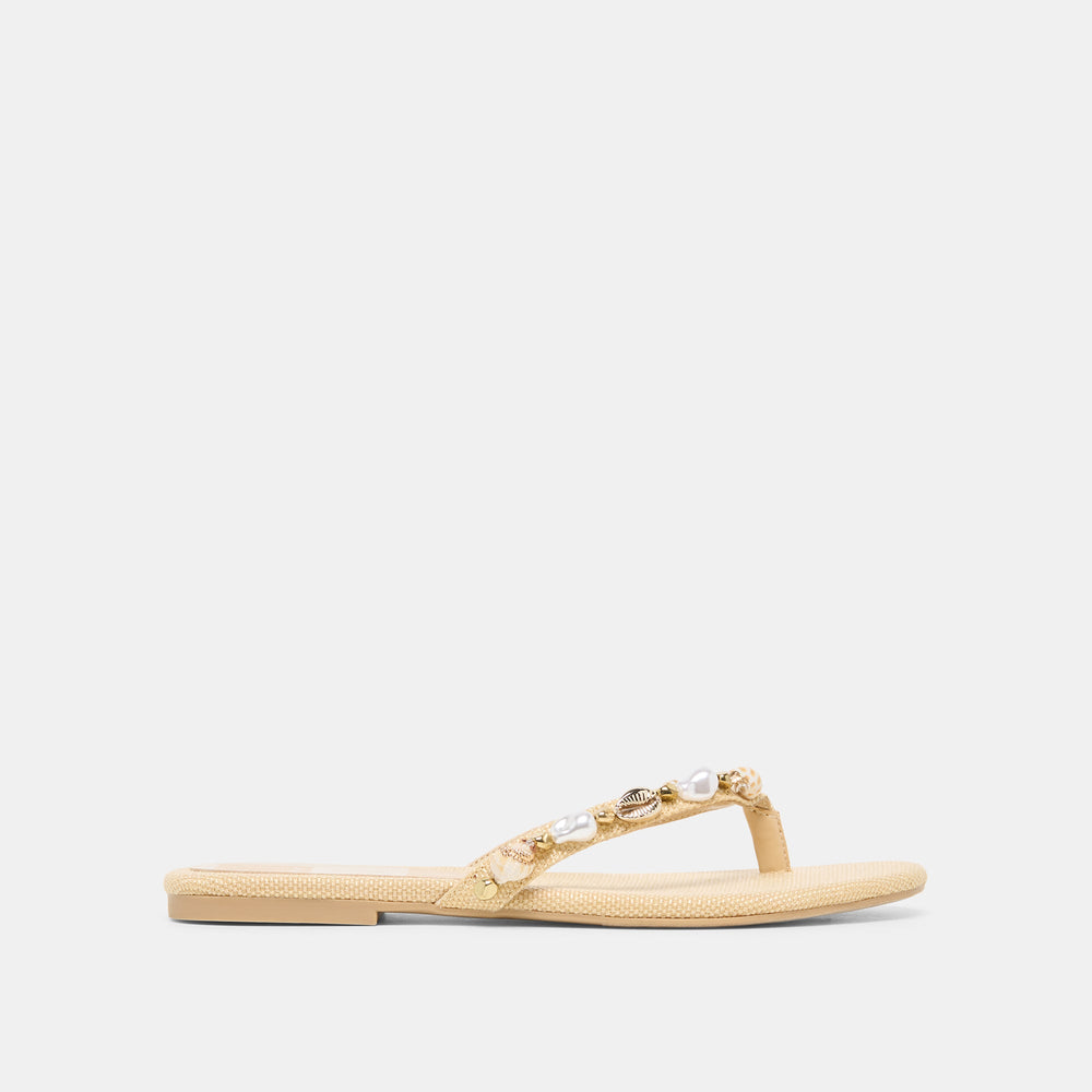 KYSHA Lt Natural Raffia Shell Flip-Flop Sandals / Dolce Vita