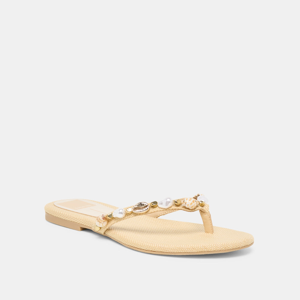 KYSHA Lt Natural Raffia Shell Flip-Flop Sandals / Dolce Vita