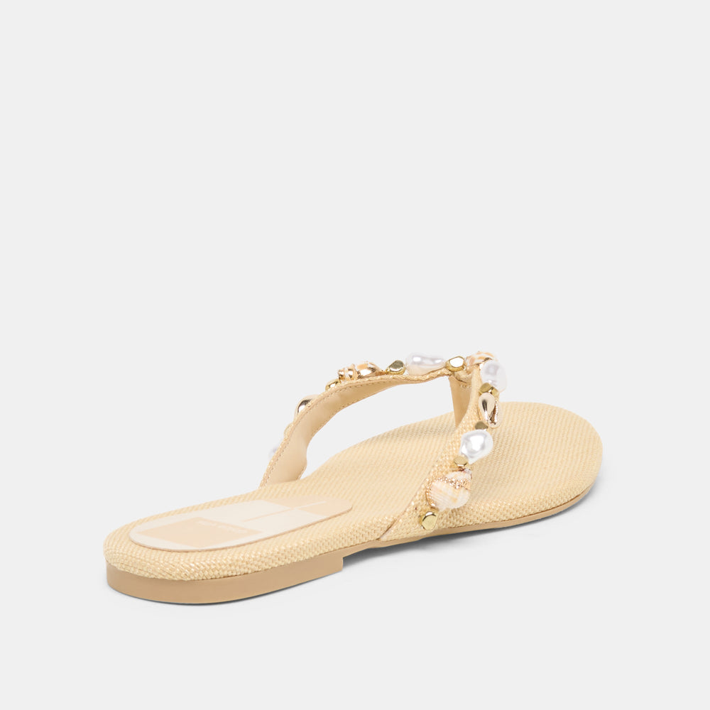 KYSHA Lt Natural Raffia Shell Flip-Flop Sandals / Dolce Vita