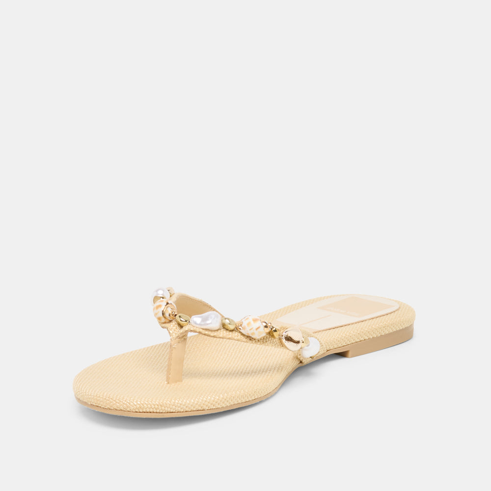 KYSHA Lt Natural Raffia Shell Flip-Flop Sandals / Dolce Vita