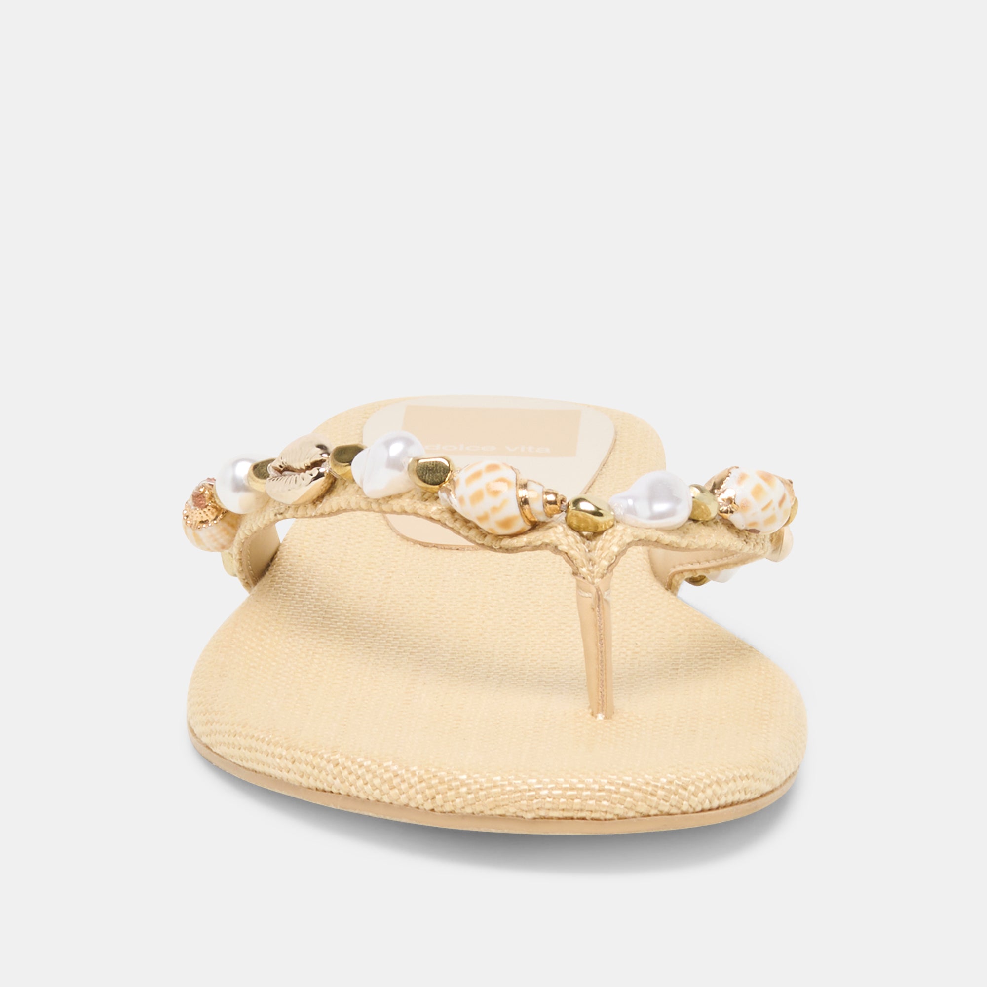 KYSHA Lt Natural Raffia Shell Flip-Flop Sandals / Dolce Vita