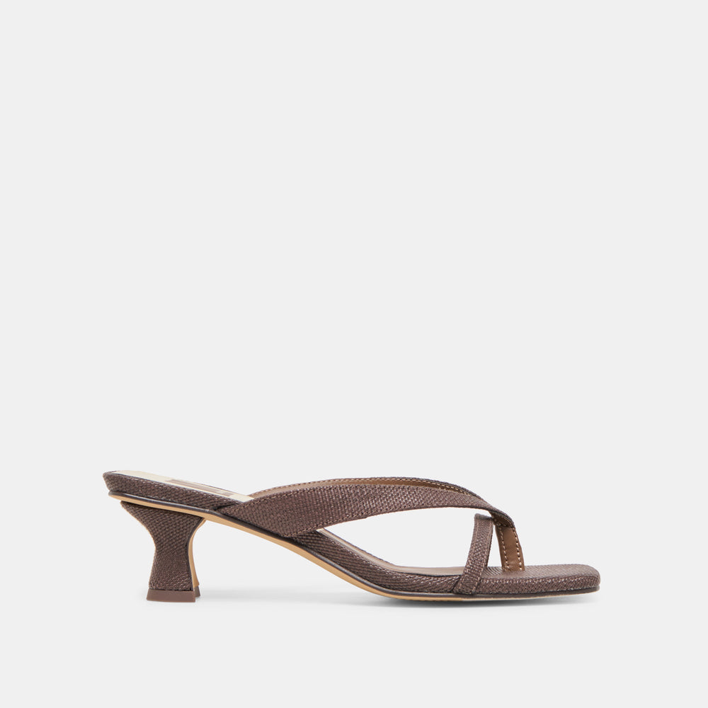 Brevel Chocolate Raffia Heels / Dolce Vita