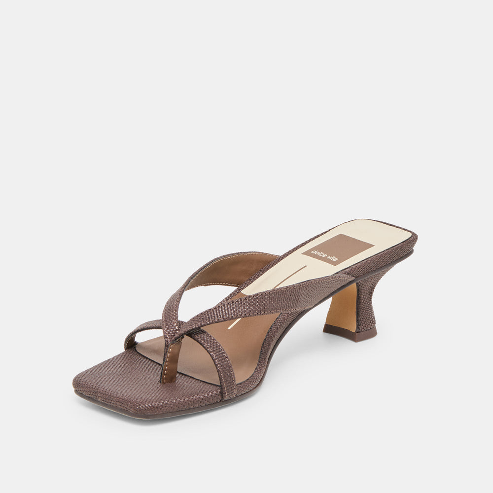Brevel Chocolate Raffia Heels / Dolce Vita