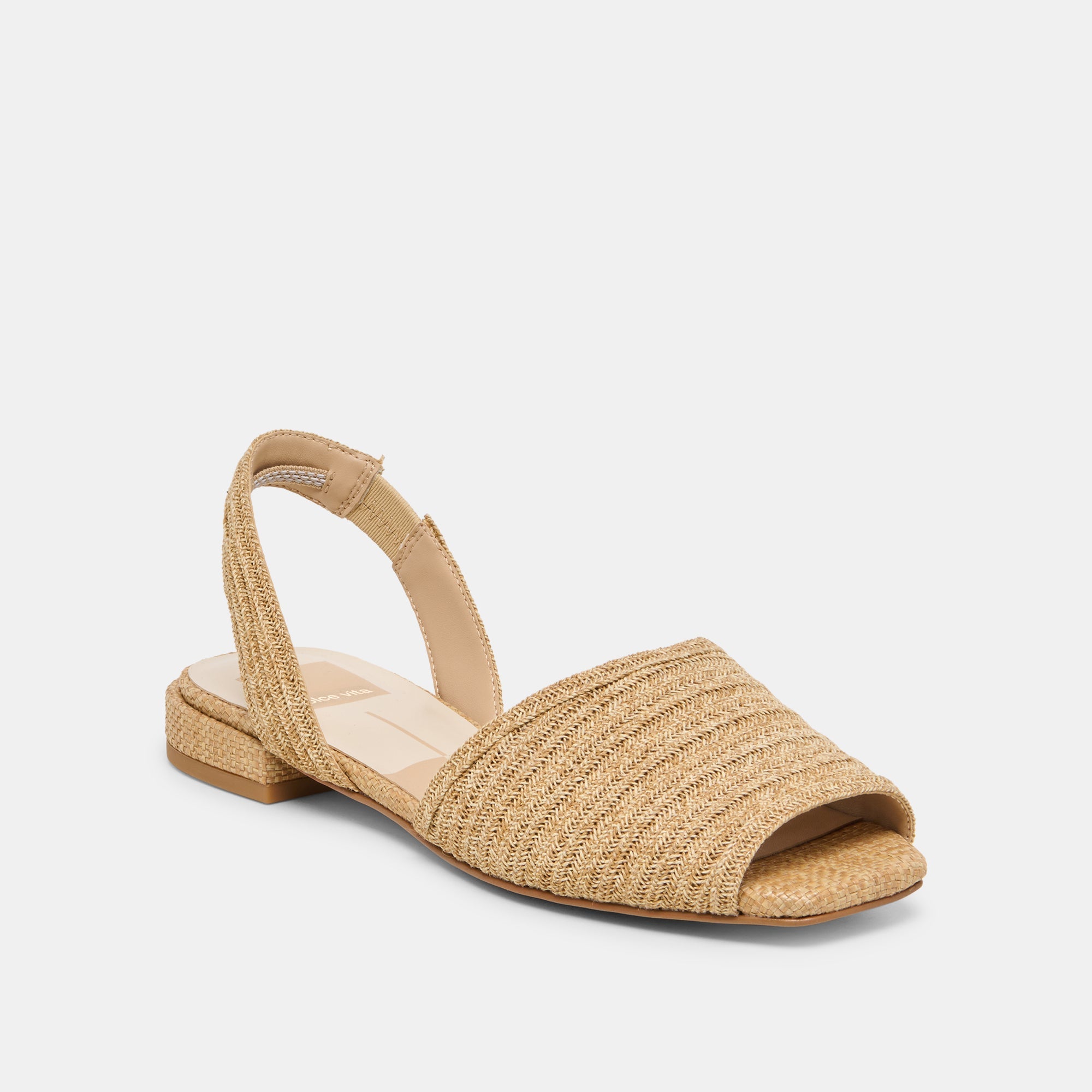 MARZY Natural Raffia Slingback Peep-Toe Sandals / Dolce Vita