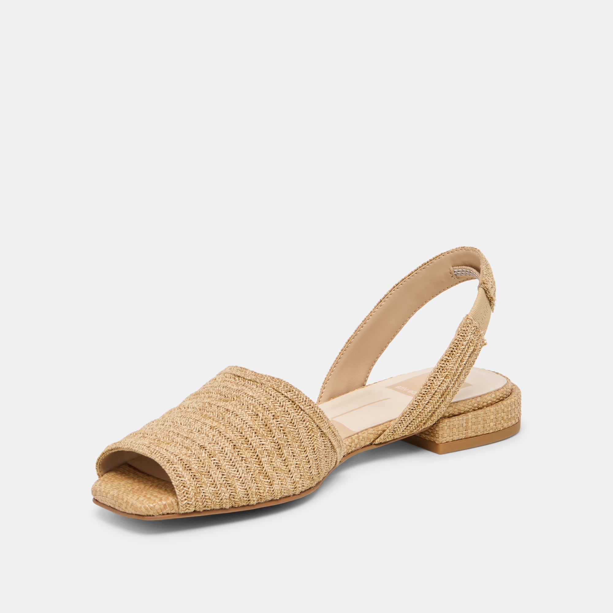 MARZY Natural Raffia Slingback Peep-Toe Sandals / Dolce Vita