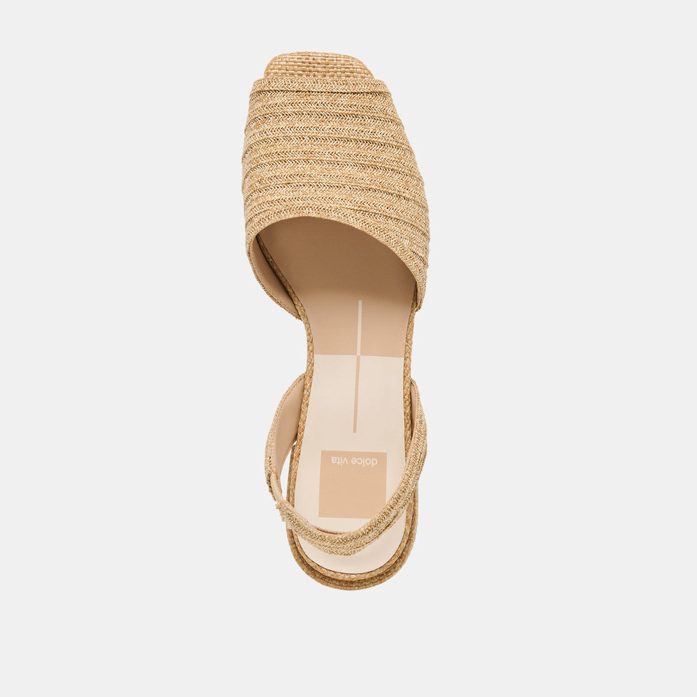 MARZY Natural Raffia Slingback Peep-Toe Sandals / Dolce Vita