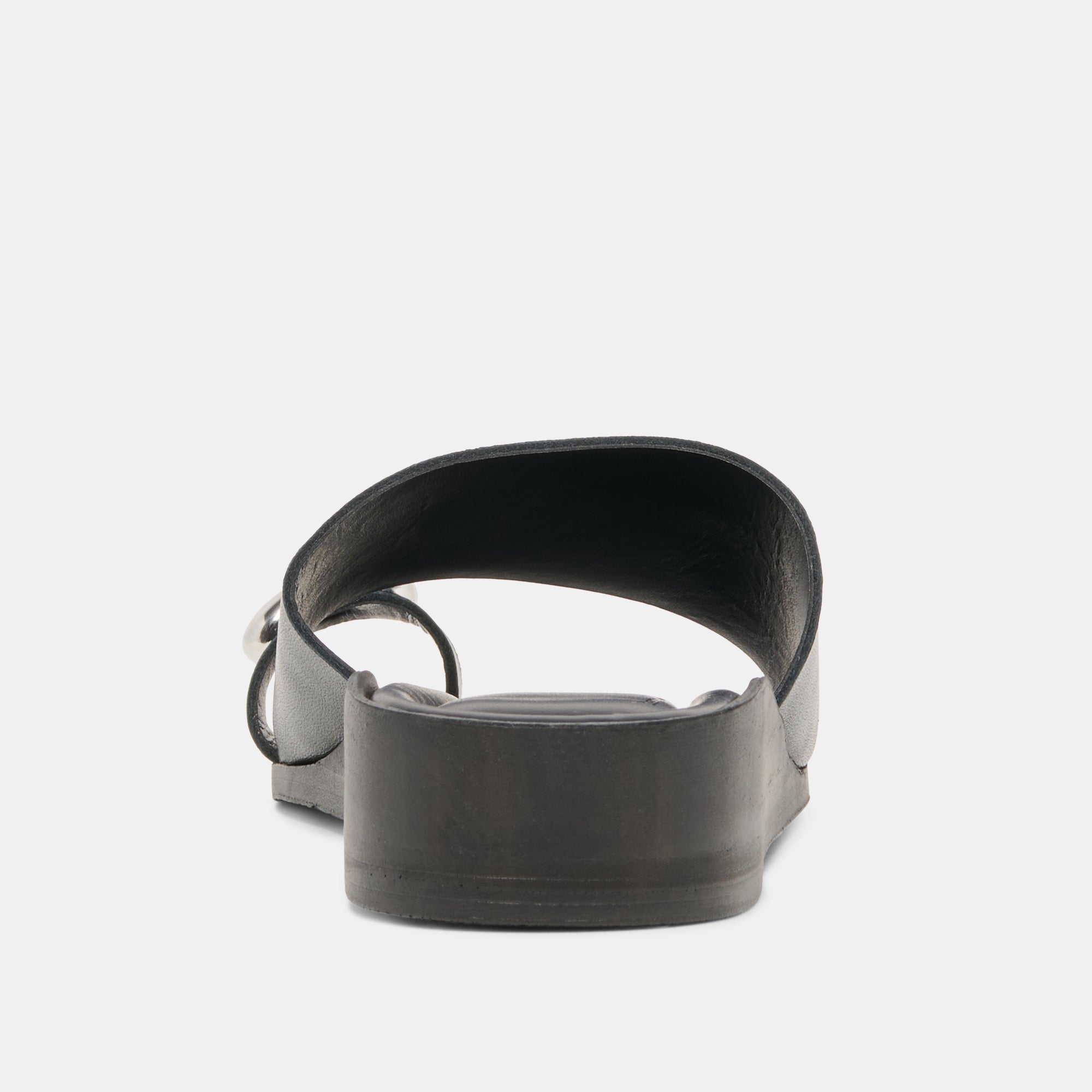 MOXY Black Leather Metal Detail Open-Toe Sandals / Dolce Vita