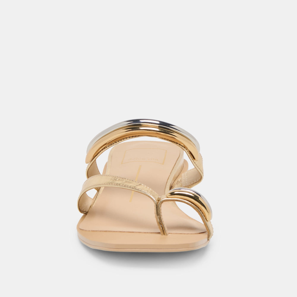 Tarina Gold Leather Sandals / Dolce Vita