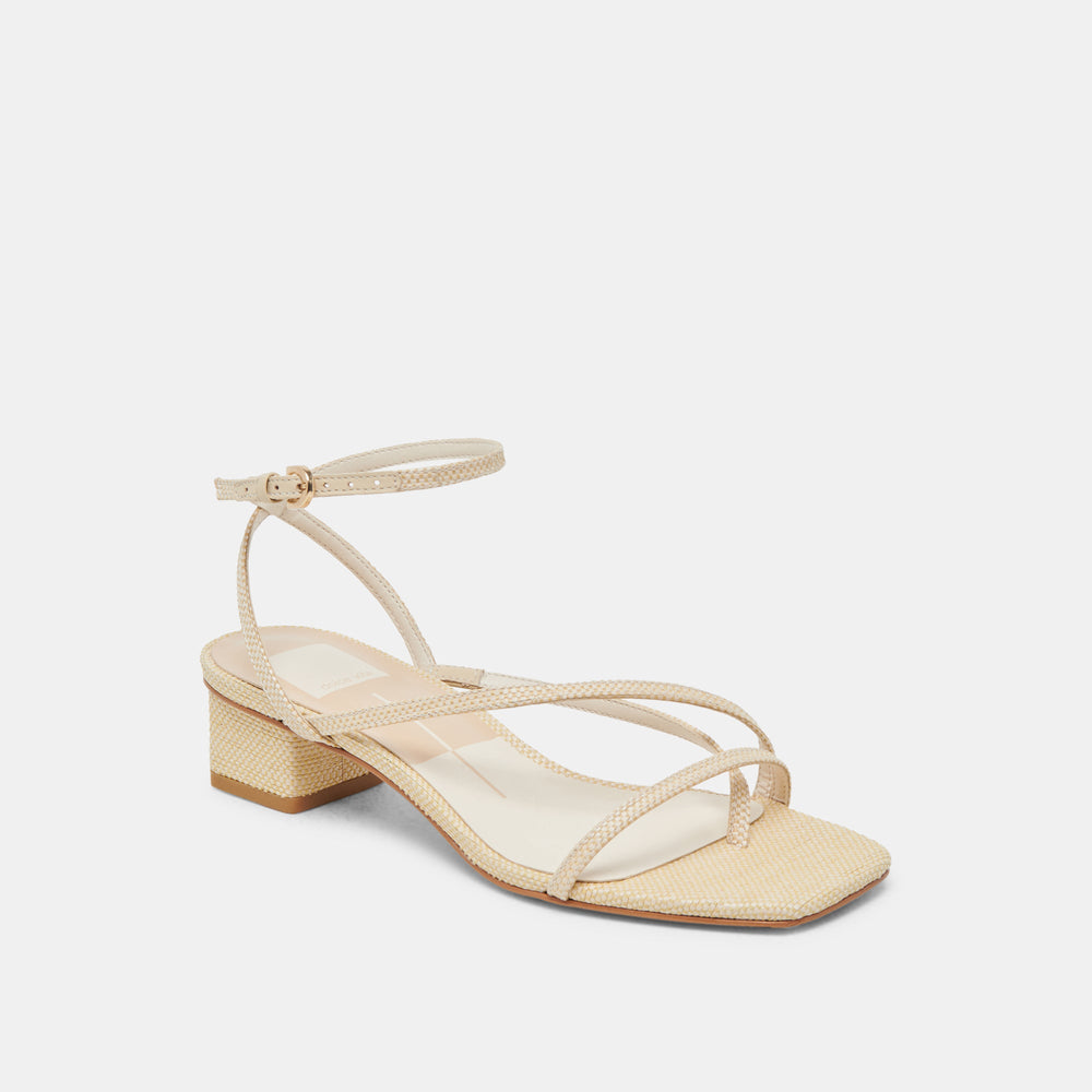 Karlos Wide Natural Woven Raffia Sandals / Dolce Vita